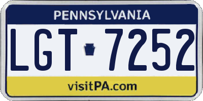 PA license plate LGT7252