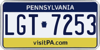 PA license plate LGT7253