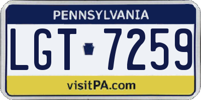 PA license plate LGT7259