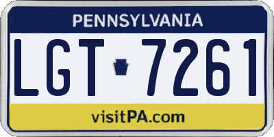 PA license plate LGT7261