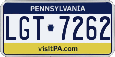PA license plate LGT7262