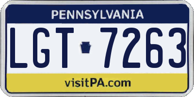 PA license plate LGT7263