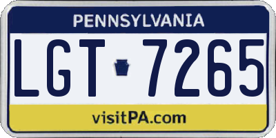 PA license plate LGT7265