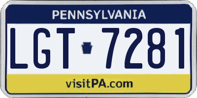 PA license plate LGT7281