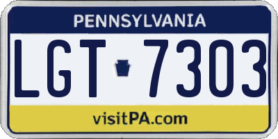 PA license plate LGT7303