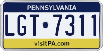 PA license plate LGT7311