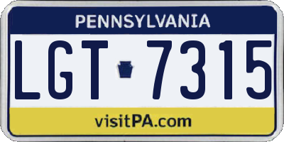 PA license plate LGT7315