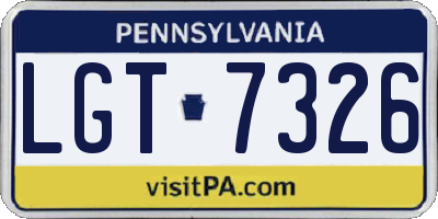 PA license plate LGT7326