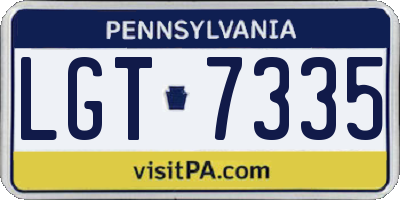 PA license plate LGT7335