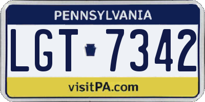 PA license plate LGT7342