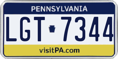 PA license plate LGT7344