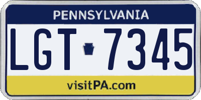 PA license plate LGT7345