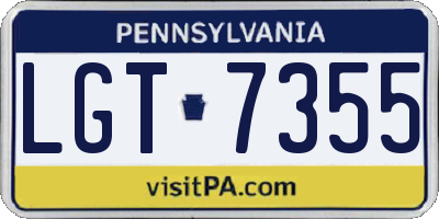 PA license plate LGT7355