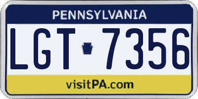 PA license plate LGT7356