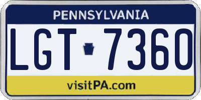 PA license plate LGT7360