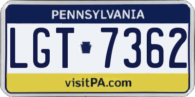 PA license plate LGT7362