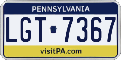 PA license plate LGT7367