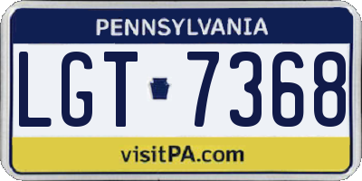 PA license plate LGT7368