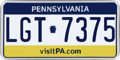 PA license plate LGT7375