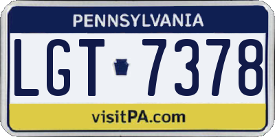 PA license plate LGT7378