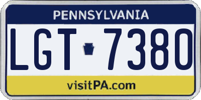 PA license plate LGT7380