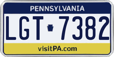 PA license plate LGT7382