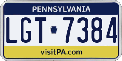 PA license plate LGT7384