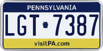 PA license plate LGT7387
