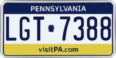 PA license plate LGT7388