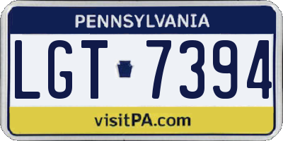 PA license plate LGT7394