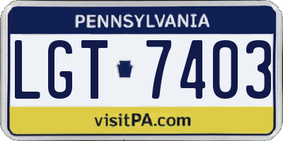 PA license plate LGT7403