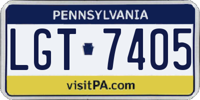 PA license plate LGT7405