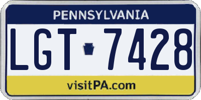 PA license plate LGT7428