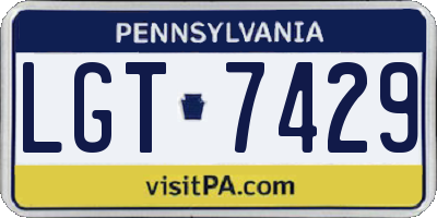 PA license plate LGT7429