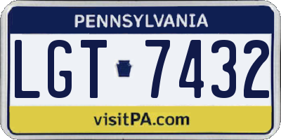 PA license plate LGT7432