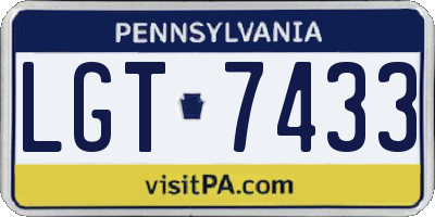 PA license plate LGT7433