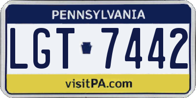 PA license plate LGT7442