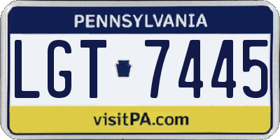 PA license plate LGT7445