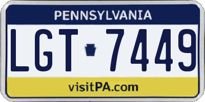 PA license plate LGT7449