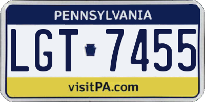 PA license plate LGT7455