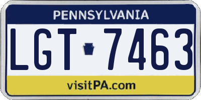 PA license plate LGT7463