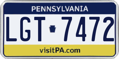 PA license plate LGT7472