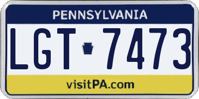 PA license plate LGT7473