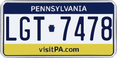 PA license plate LGT7478
