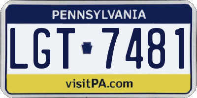 PA license plate LGT7481
