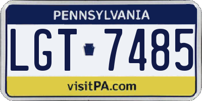 PA license plate LGT7485