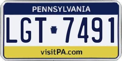 PA license plate LGT7491
