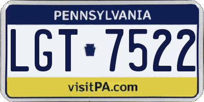 PA license plate LGT7522
