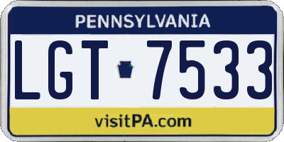 PA license plate LGT7533