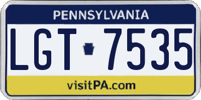 PA license plate LGT7535
